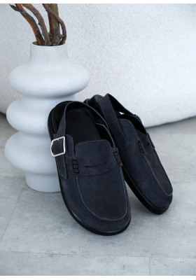 Клоги Barefoot замша серый 8476-28