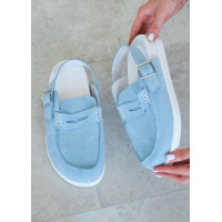 Клоги Barefoot замша голубой 8477-28