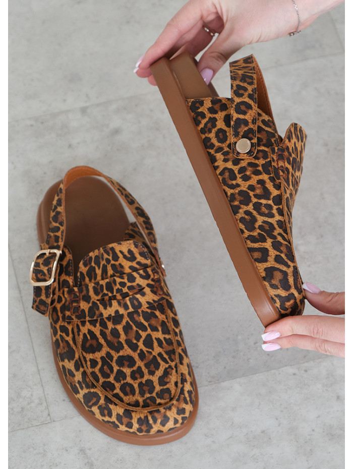 Клоги Barefoot кожа леопард 8469-28