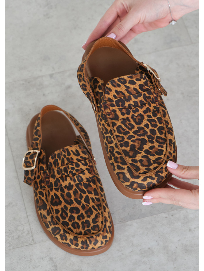 Клоги Barefoot кожа леопард 8469-28