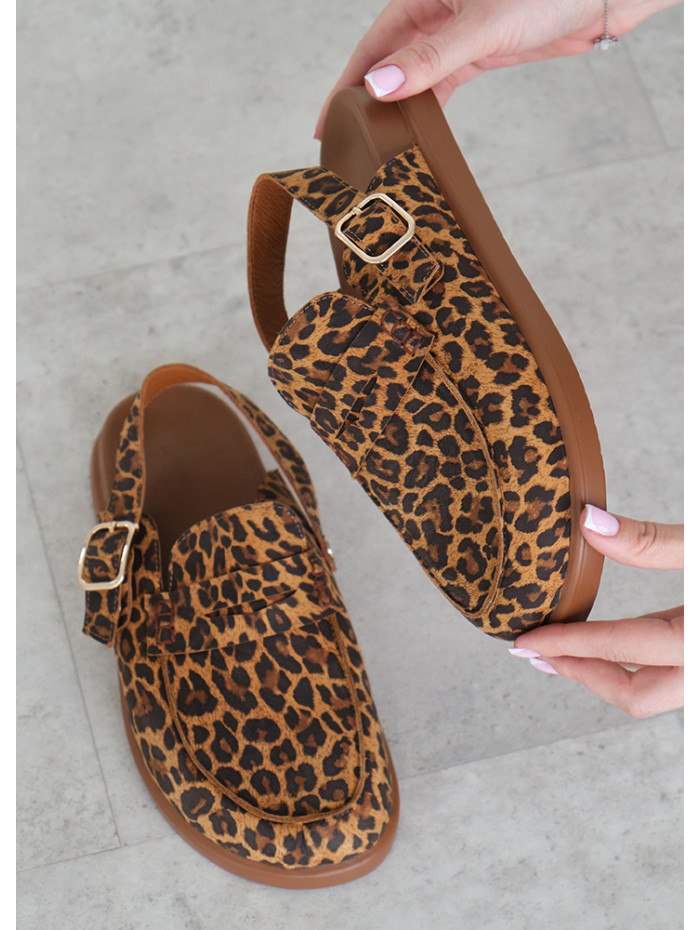 Клоги Barefoot кожа леопард 8469-28