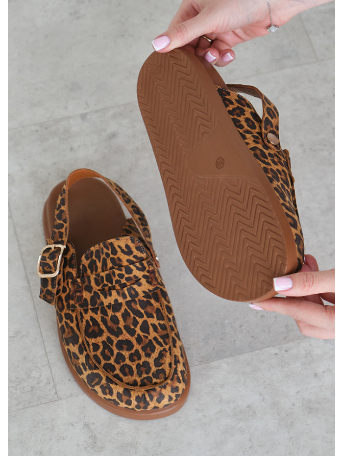 Клоги Barefoot кожа леопард 8469-28