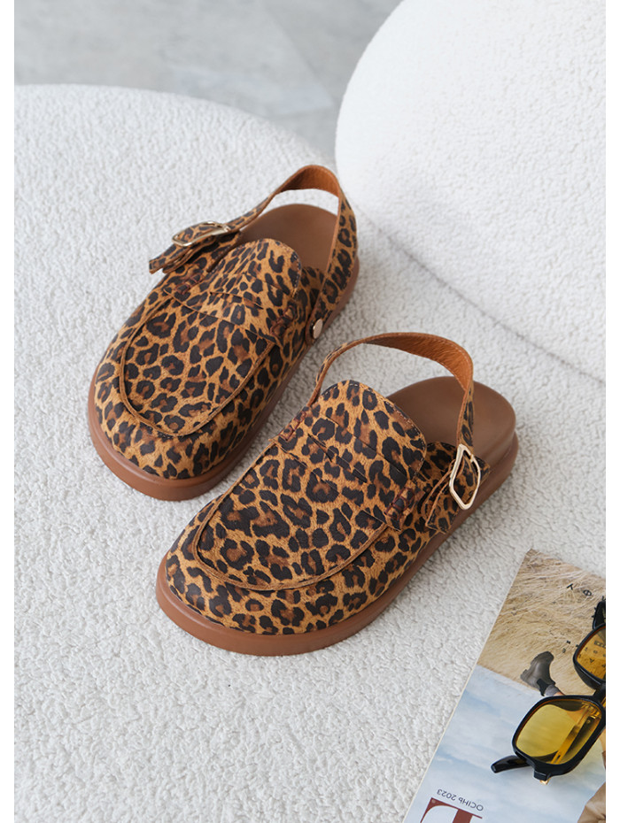 Клоги Barefoot кожа леопард 8469-28