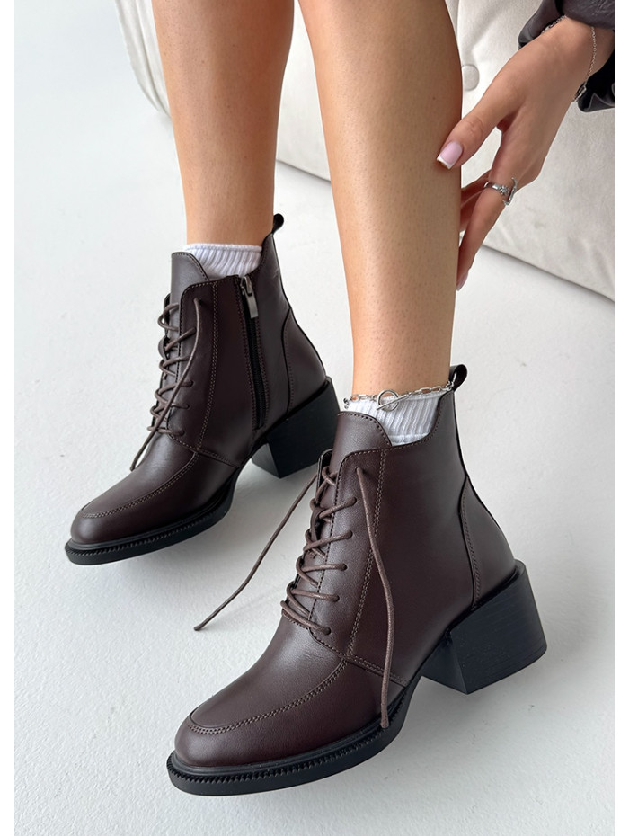 Черевики ботильйони жіночі шкіряні brown Lolita 8546-28