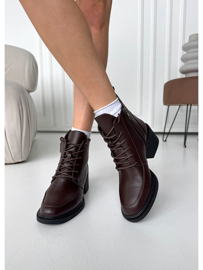 Черевики ботильйони жіночі шкіряні brown Lolita 8546-28
