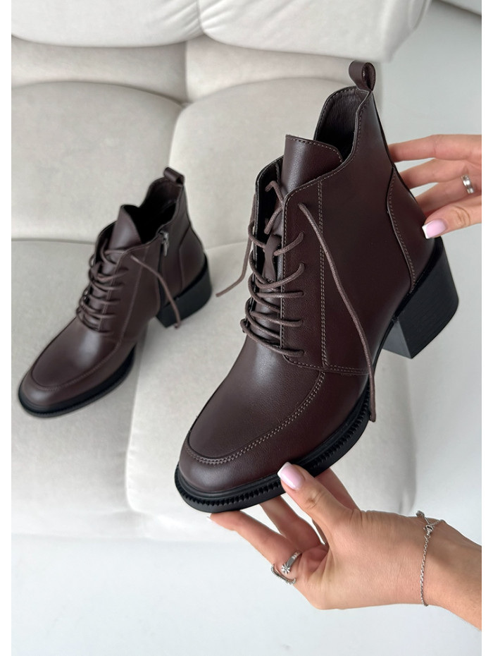 Черевики ботильйони жіночі шкіряні brown Lolita 8546-28