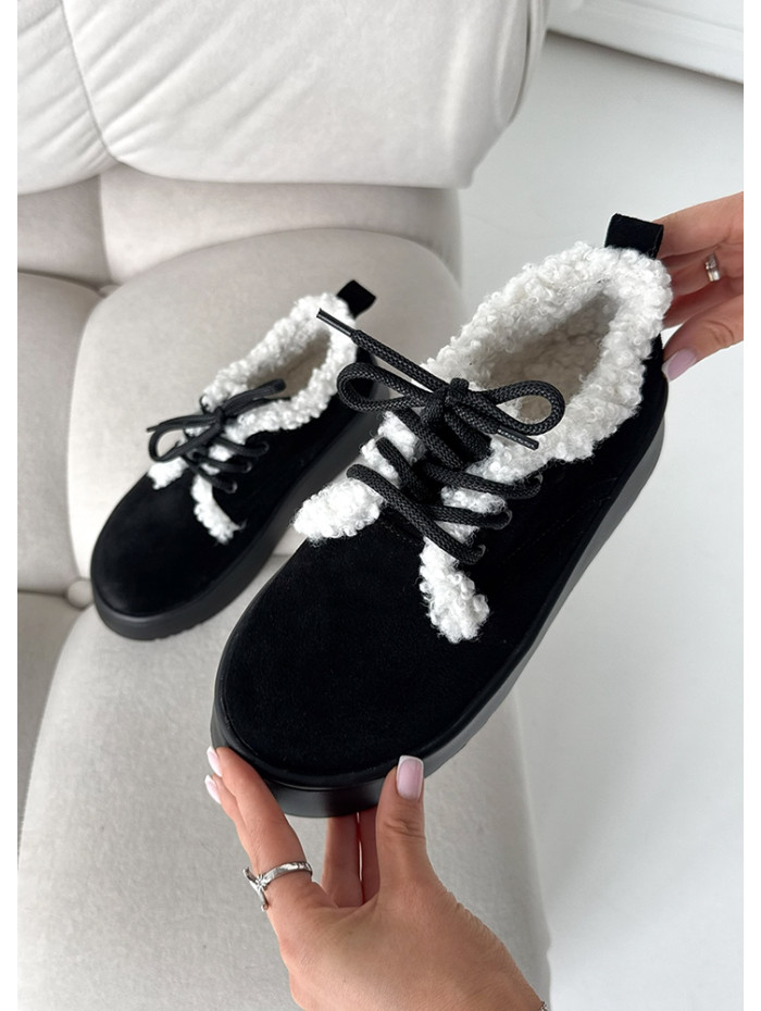 Черевики сноубутси жіночі замшеві чорні 8561-28