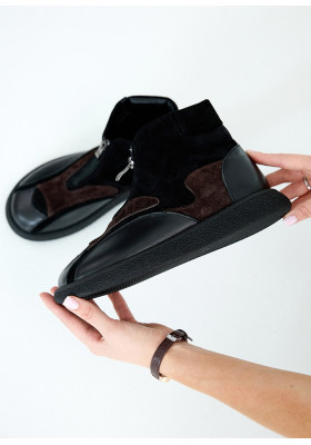 Ботинки Barefoot женские кожаные коричневые 8540-28
