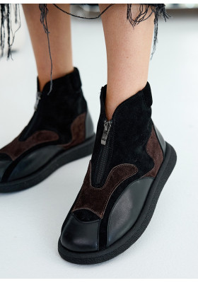 Ботинки Barefoot женские кожаные коричневые 8540-28
