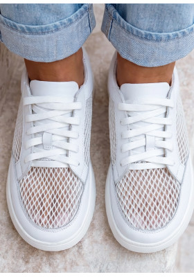Кеди жіночі літні Barefoot сітка + шкіра білі 8738-28