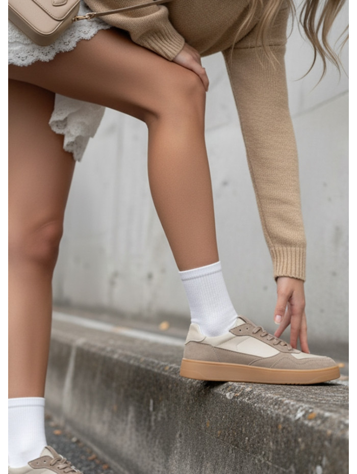 Кросівки жіночі BAREFOOT шкіряні бежеві 8559-28