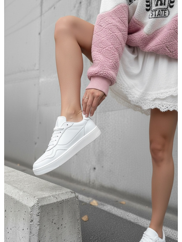 Кроссовки женские BAREFOOT кожаные белые 8560-28