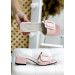 Шльопанці пудра шкіра каблук 7750-28