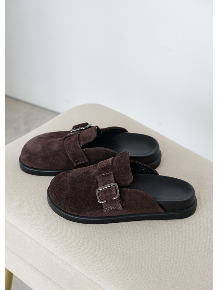 Шльопанці клоги замша brown 8465-28