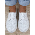 Туфли Barefoot кожаные белые с перфорацией летние 8681-28