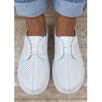 Туфлі Barefoot шкіряні білі з перфорацією літні 8681-28