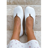 Туфлі балетки білі Barefoot шкіряні 8696-28