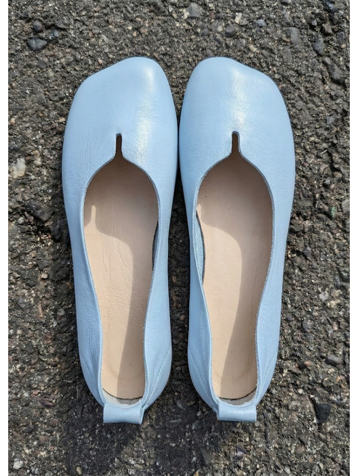Туфлі балетки блакитні Barefoot шкіряні 8698-28