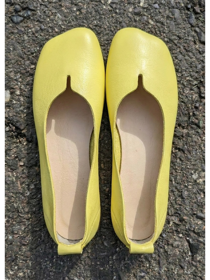Туфлі балетки жовті Barefoot шкіряні 8699-28